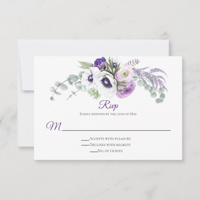 White RSVP de Lavanda Púrpura (Anverso)