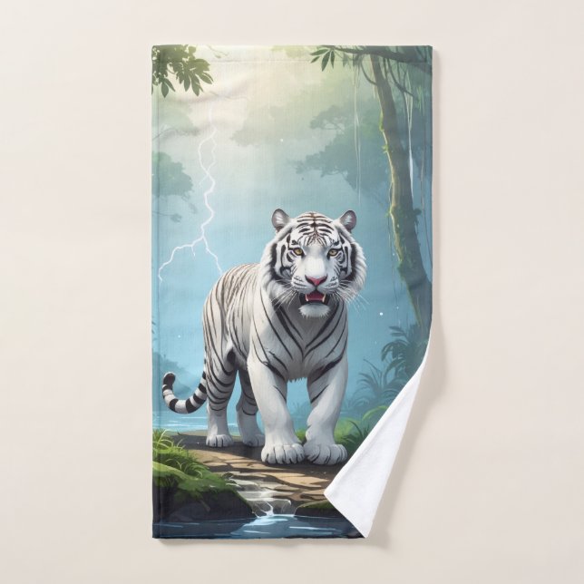 White Storm Tiger – Jungle Lightning Fantasy Mouse (Toalla de mano)