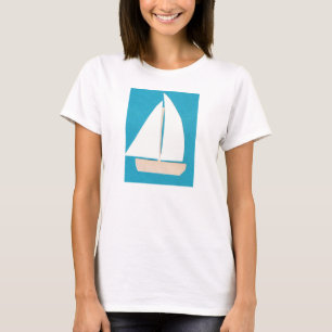White Tank Top con barco de vela