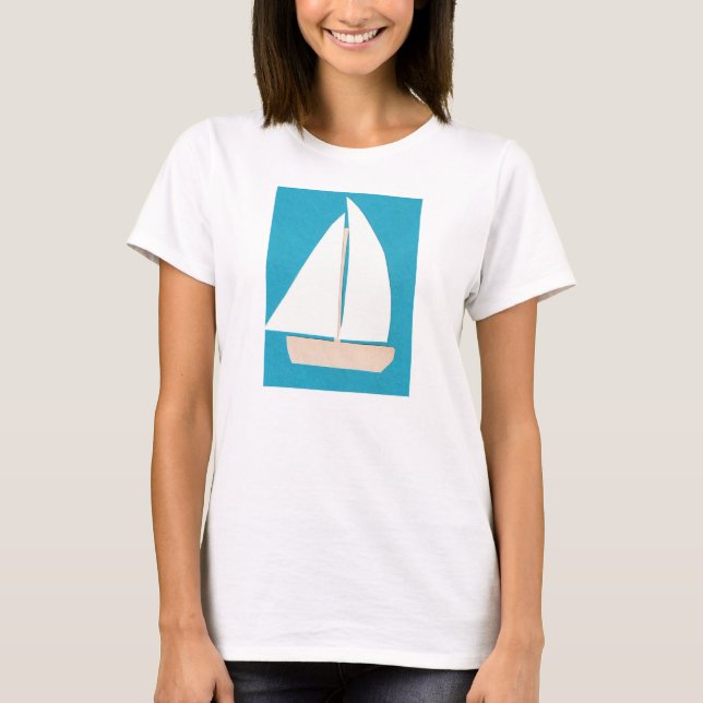 White Tank Top con barco de vela (Anverso)