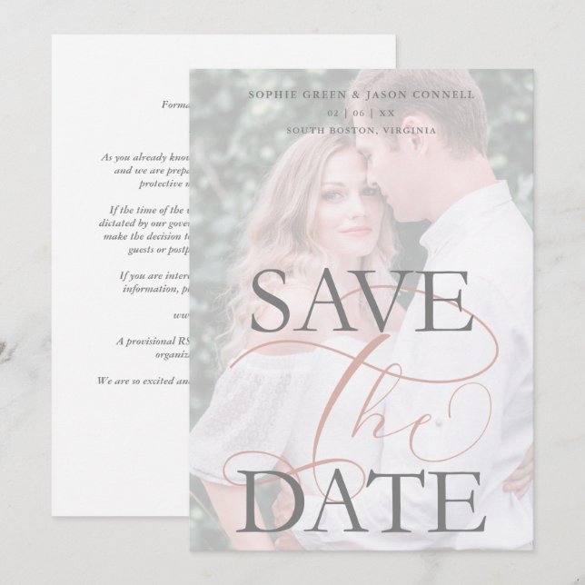 White Trendy Transparency Effect Photo Wedding (Anverso / Reverso)
