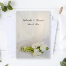 White Tulip Bouquet Boda Flat Gracias Notas