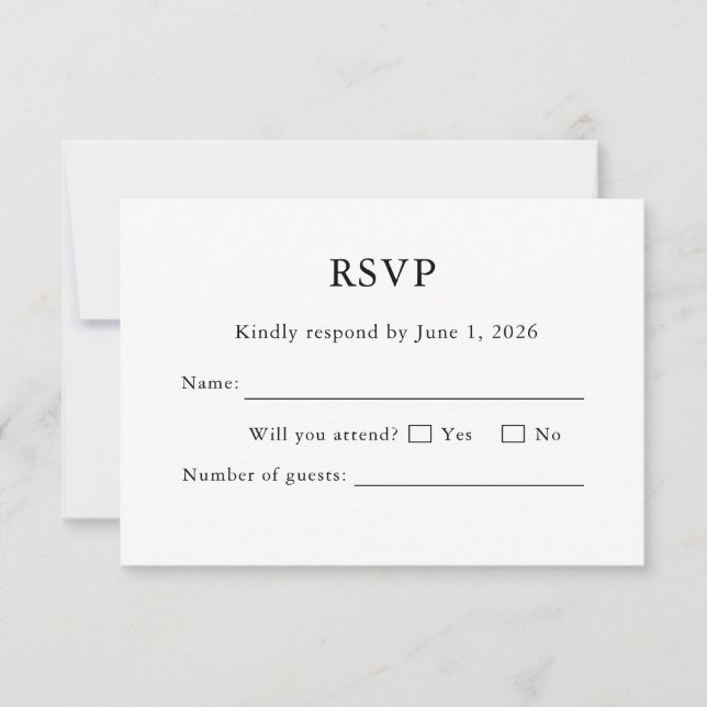 White Wedding RSVP Card Minimal Editable Elegant (Anverso)