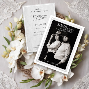 White Wood Sophisticated Photo Couple Wedding