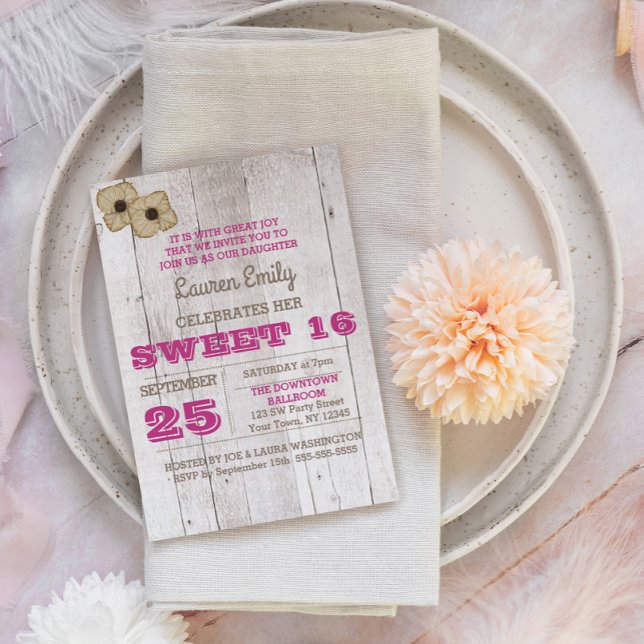 Whitewash Plum Sweet 16 Invitación de cumpleaños (Subido por el creador)