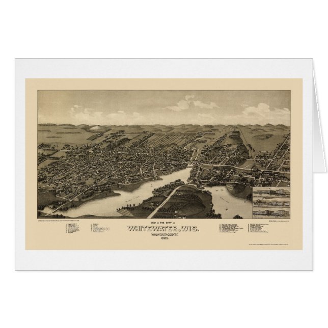 Whitewater, mapa panorámico de los WI - 1885 (Anverso (Horizontal))