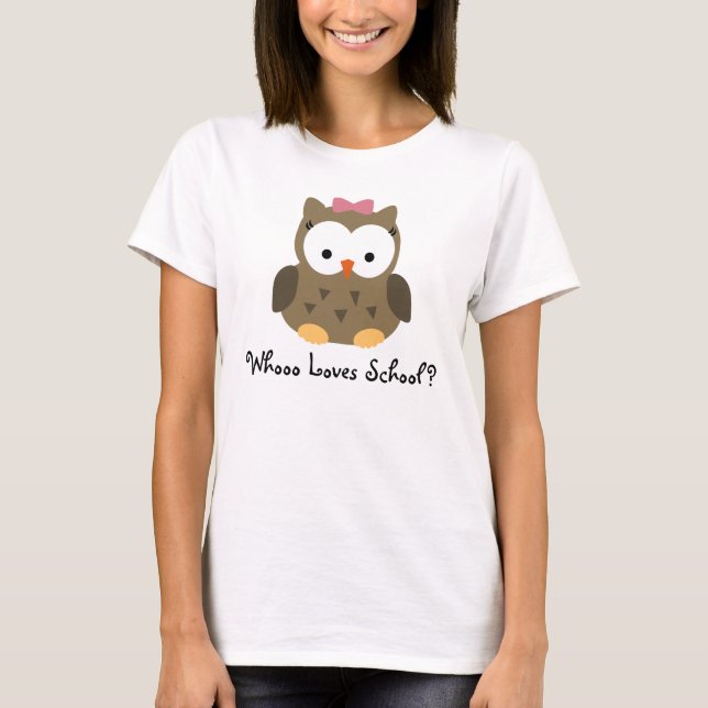 ¿Whooo ama la escuela? Camisa linda del profesor (Anverso)