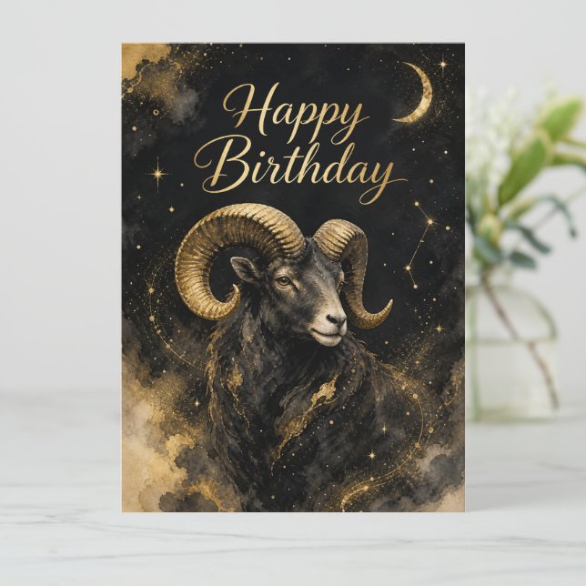 Widder Happy Birthday Sternzeichen Design (Anverso de pie)