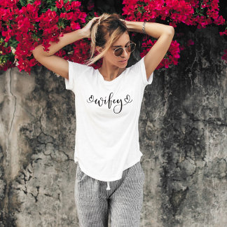 Wifey Moderno Guión Negro Camiseta De Mujeres Blan