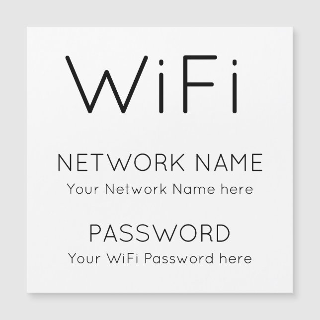 WiFi Information Network Password Black Text White (Anverso)