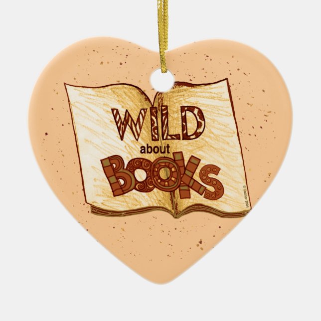 Wild About Books Leyendo el Ornamento Cardíaco (Frente)