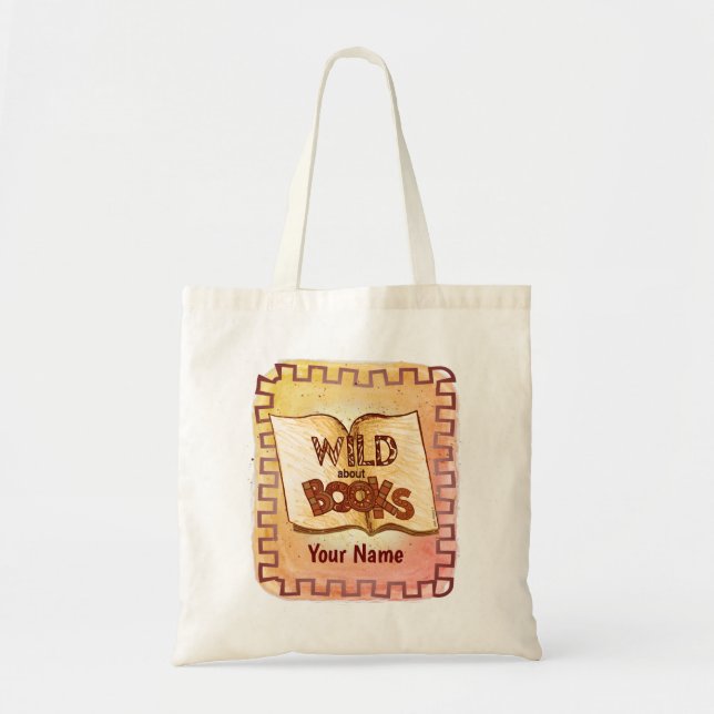Wild About Books nombre personalizado en bolsa (Frente)