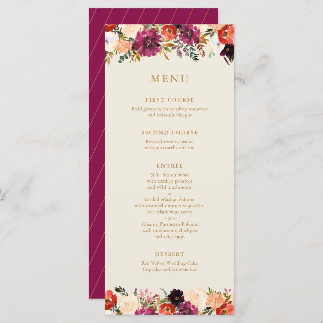 Wild Autumn Bouquet | Menú Boda (Anverso / Reverso)