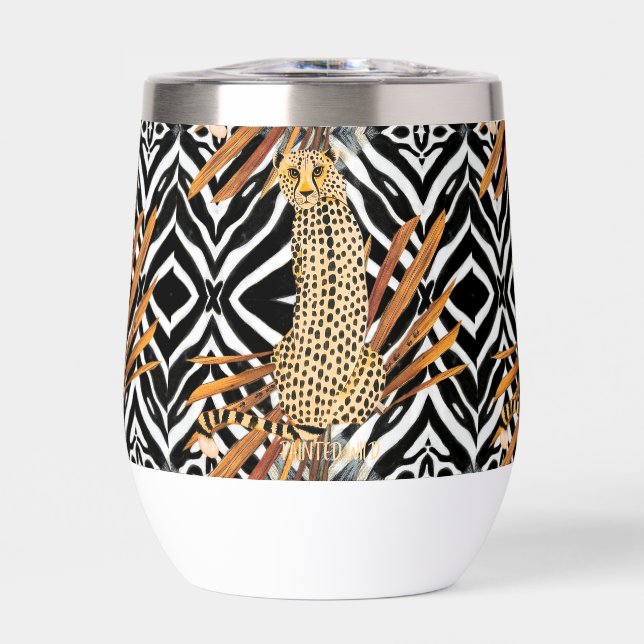 Wild Cheetah Wine Tumbler – African Wildlife Art  (Frente)