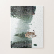Wild Leopard in Snow Jigsaw Puzzle