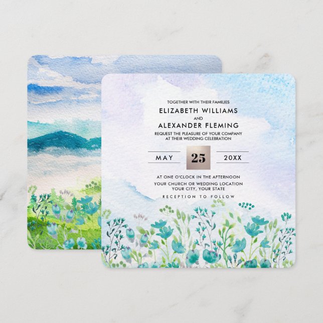 Wild Meadow | Invitaciones a la boda de las montañ (Anverso / Reverso)