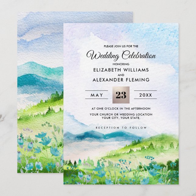 Wild Meadow | Invitaciones a la boda de las montañ (Anverso / Reverso)