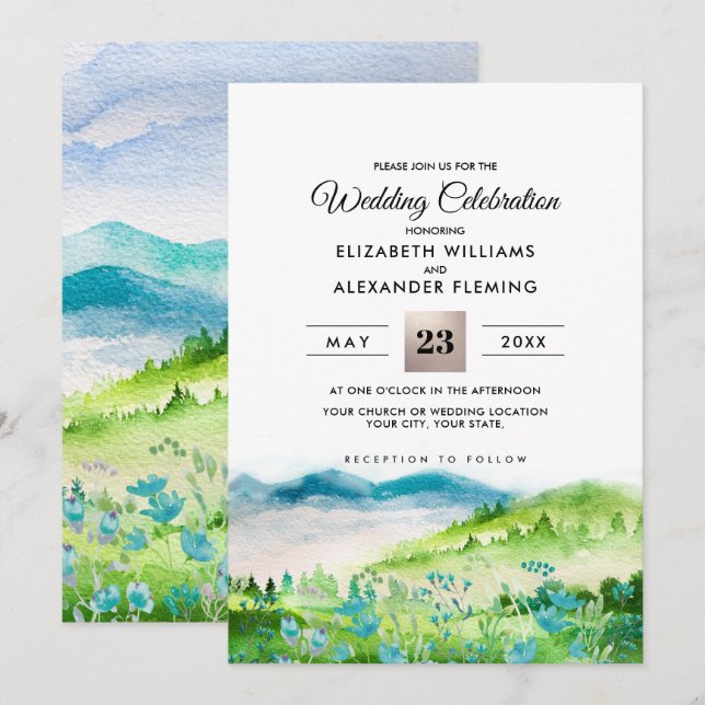 Wild Meadow | Invitaciones a la boda de las montañ (Anverso / Reverso)