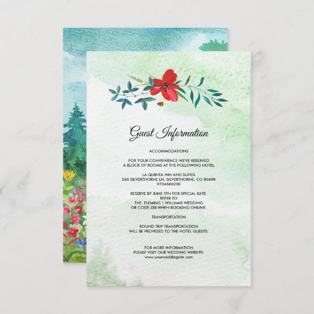 Wild Meadow | Tarjetas de información de Bodas for (Anverso / Reverso)