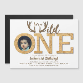Wild One First Birthday Photo Magnetic Invitación