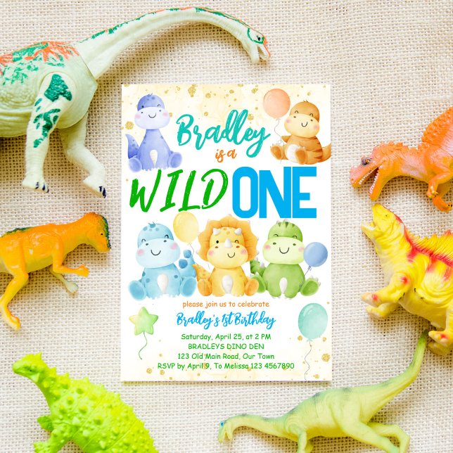 Wild one lindo bebé dinosaurios Invitación de prim (Subido por el creador)