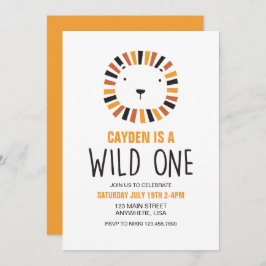 Wild One Lion Boho Primera Invitación a Cumpleaños