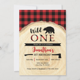 Wild One Lumberjack 1ª Invitación de cumpleaños