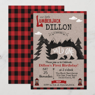 Wild One Lumberjack Primera Invitación a Cumpleaño