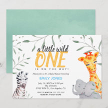 Wild One Safari Baby Shower Boy Invitación