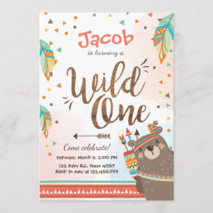 Wild One Tribal Invitación por el primer cumpleaño