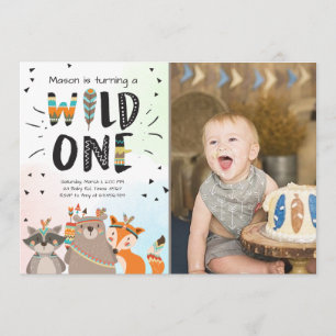 Wild One Tribal Primera invitación para cumpleaños