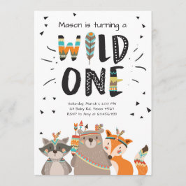 Wild One Tribal Primera invitación para cumpleaños