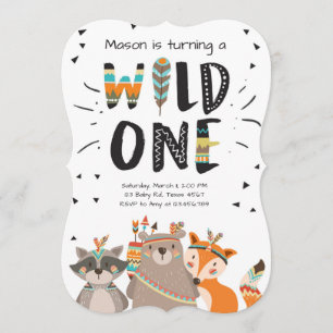 Wild One Tribal Primera invitación para cumpleaños