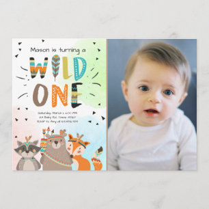 Wild One Tribal Primera invitación para cumpleaños
