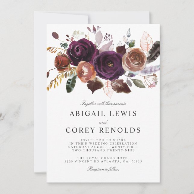 Wild Royal Bloom Bouquet | Invitación a la boda de (Anverso)