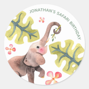 Wild Safari Zoo Birthday Classic Round Pegatina