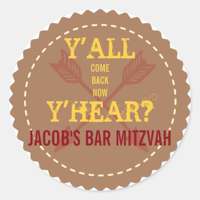 WILD WEST Bar Mitzvah Invitación Pegatina Sello (Anverso)