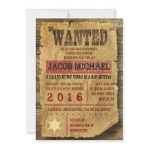 WILD WEST WANTED Bar Bat Mitzvah Invitación