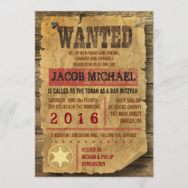 WILD WEST WANTED Bar Bat Mitzvah Invitación