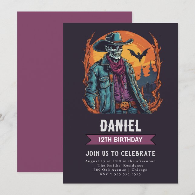 Wild West Zombie Birthday Invitación (Anverso / Reverso)
