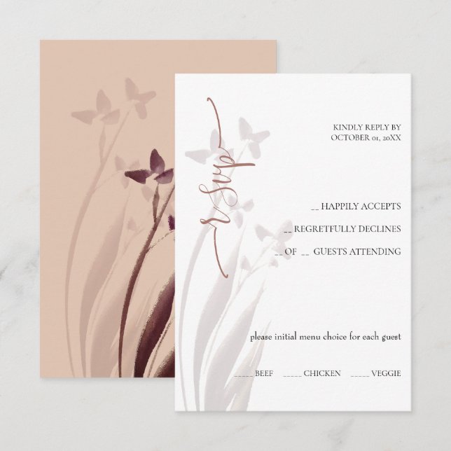 Wild & Wine-Stained Watercolor Floral RSVP Card (Anverso / Reverso)