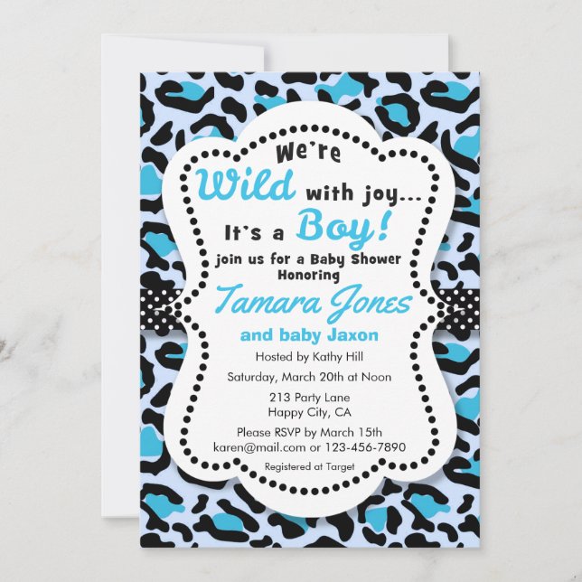 Wild with Joy Blue Boy Invitación de Baby Shower (Anverso)