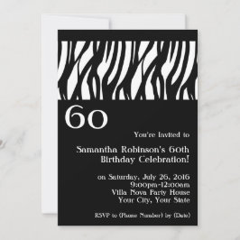 Wild Zebra Black con Invitaciones de la 60ª fiesta