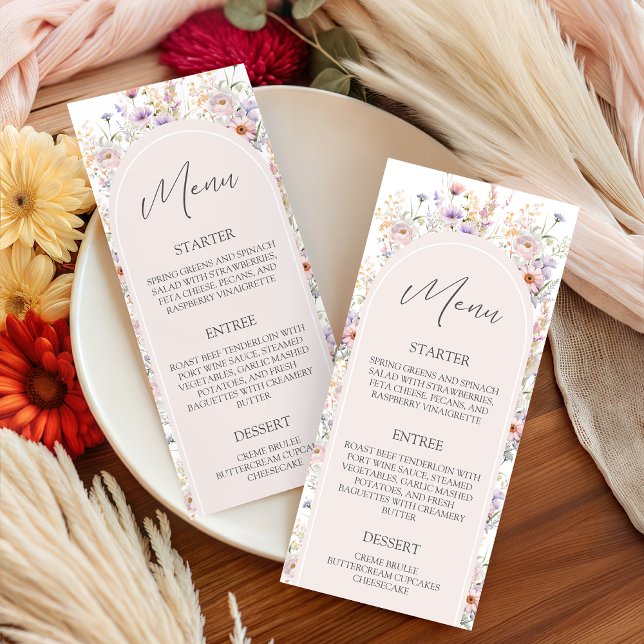 Wildflower Baby Shower 4x9 Menu Card (Subido por el creador)