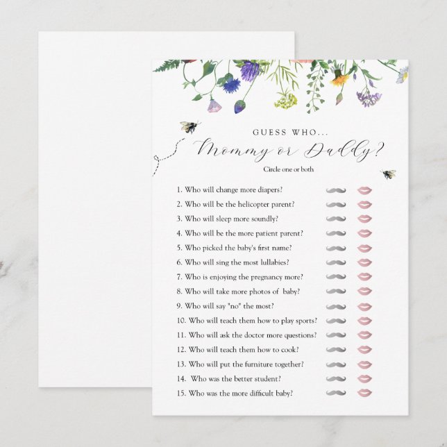 Wildflower Bee Adivina quién es la tarjeta de jueg (Anverso / Reverso)