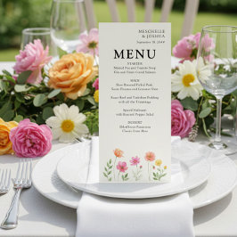 Wildflower Bloom Pink Orange Floral Wedding Menu