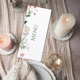 Wildflower Botanical Wedding Menu Card