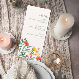 Wildflower Botanical Wedding Menu Card