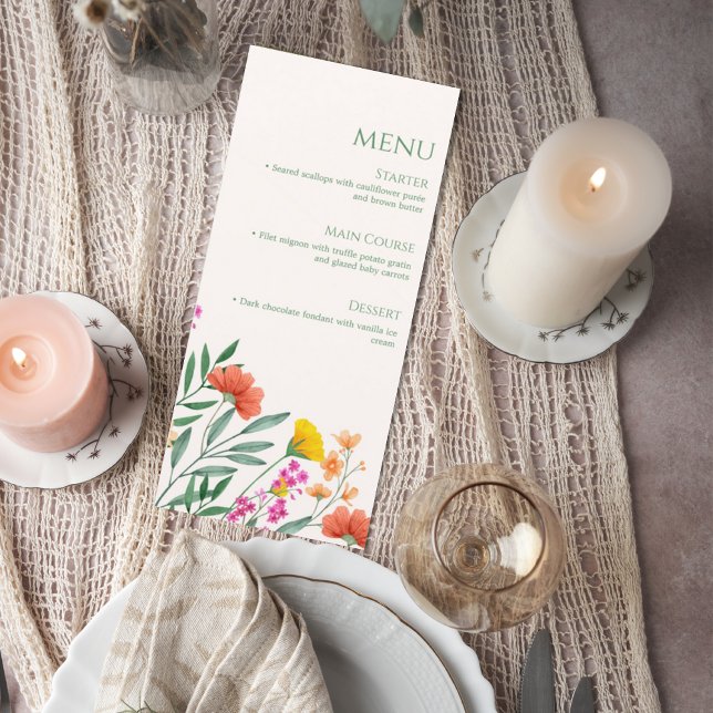 Wildflower Botanical Wedding Menu Card (Subido por el creador)