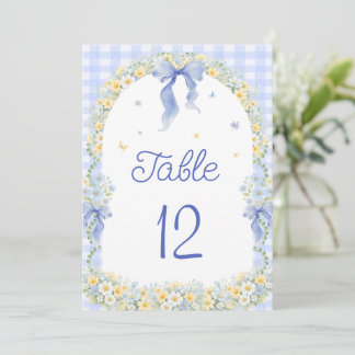 Wildflower Floral Gingham Table Number